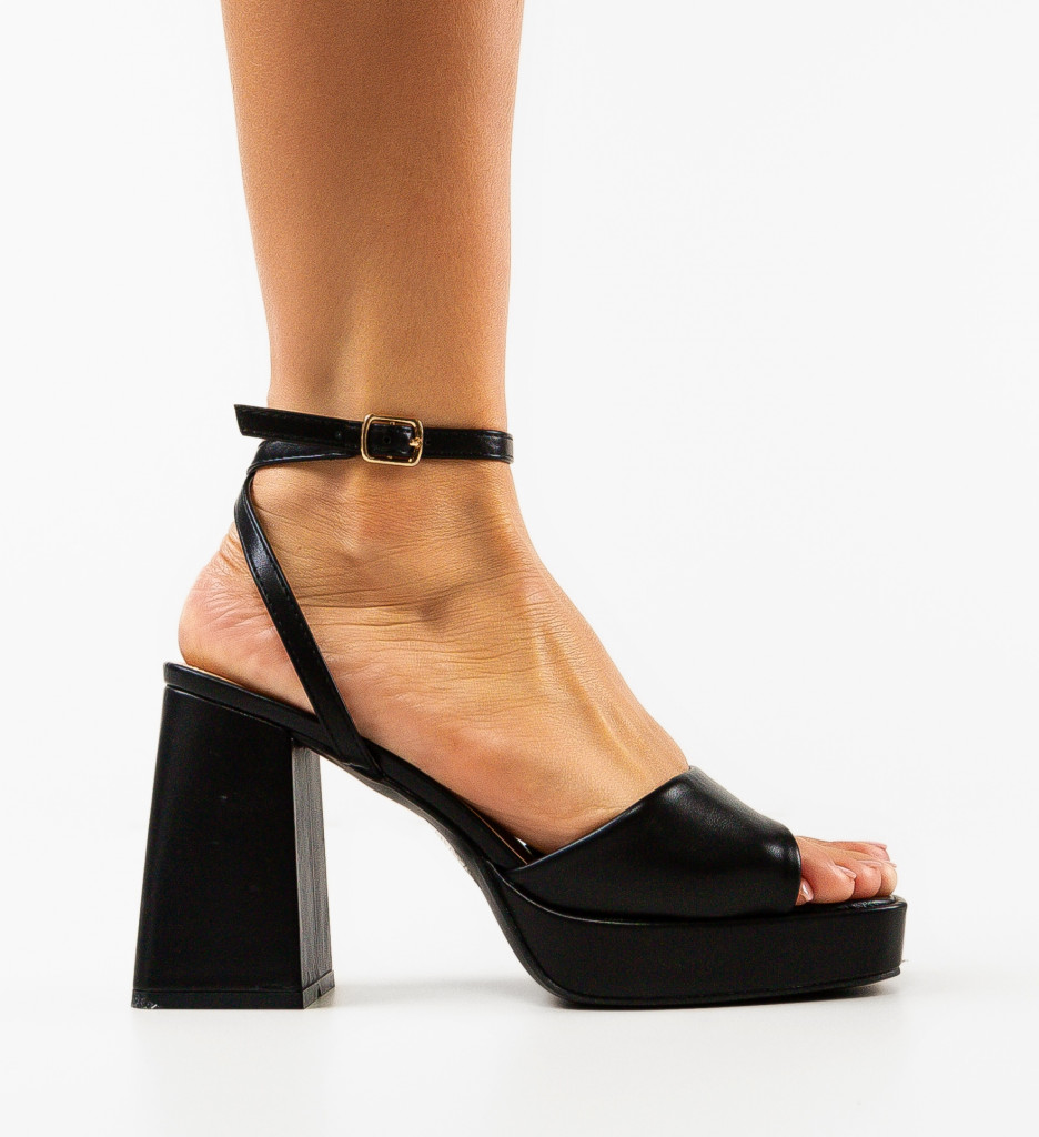 Sandale cu Toc Flaviana Negre | Eleganță și Stil - imagine 5