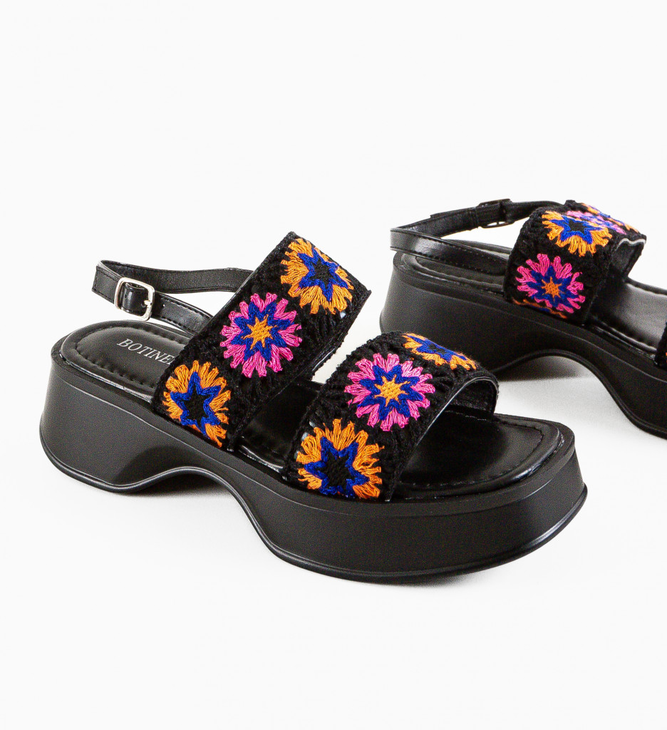 Sandale Dama Simba Negre cu Toc Elegant - imagine 12