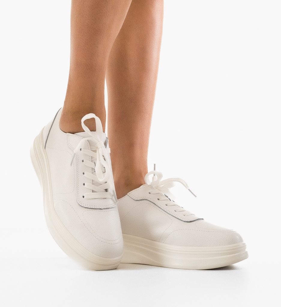 Sneakers Dama Haley Albi - Confort și Stil Urban