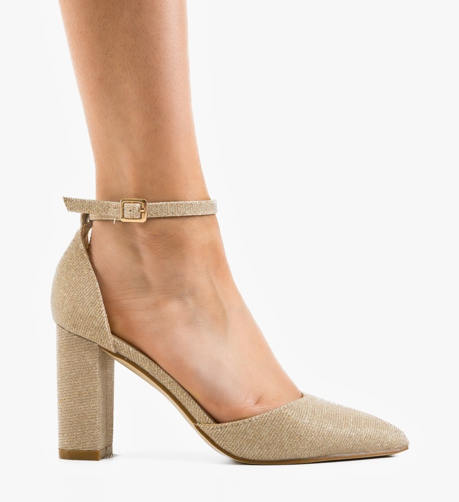 Pantofi dama cu toc Young Aurii Eleganți - imagine 6