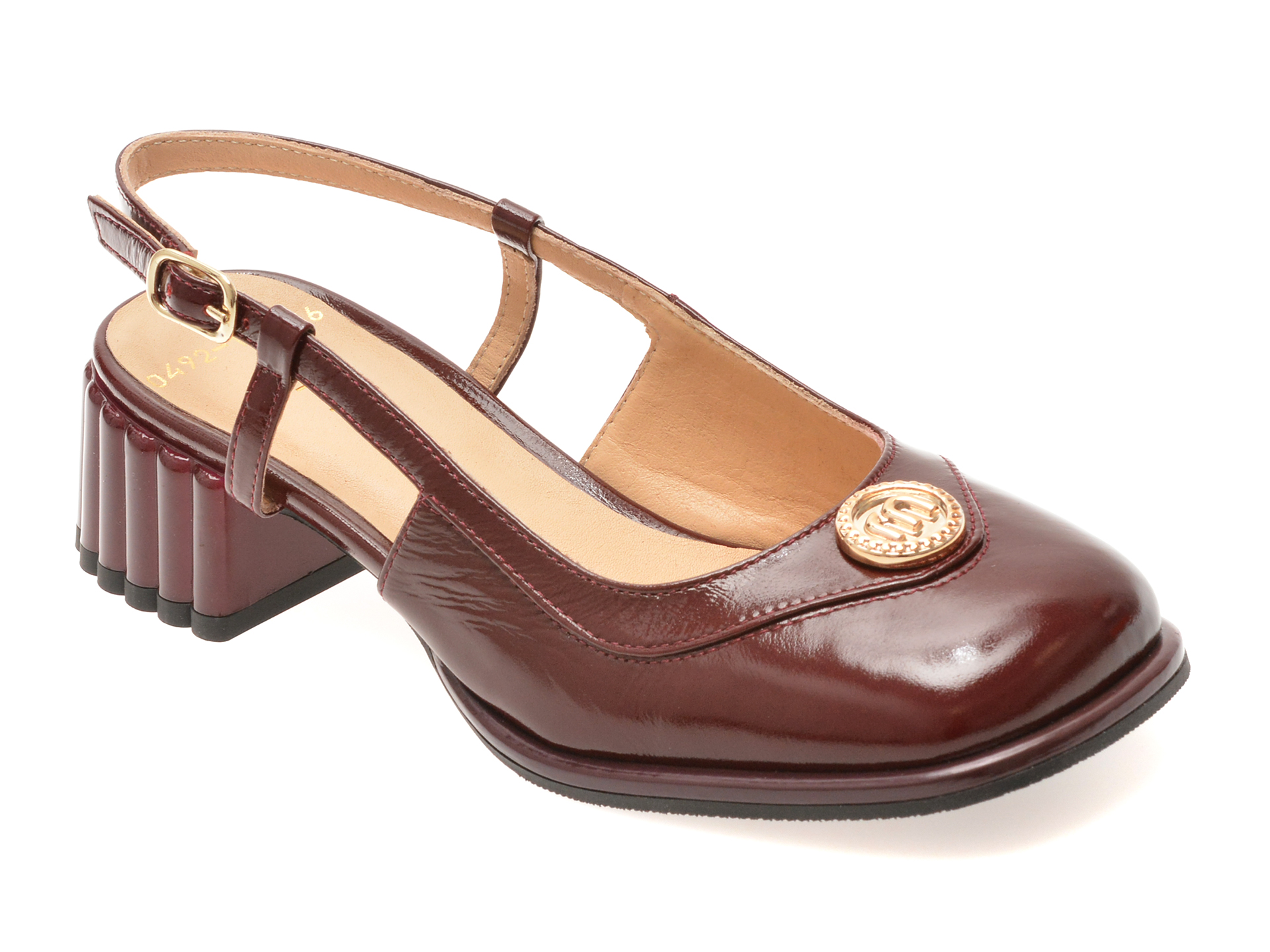 Pantofi Epica visinii piele lacuita eleganti