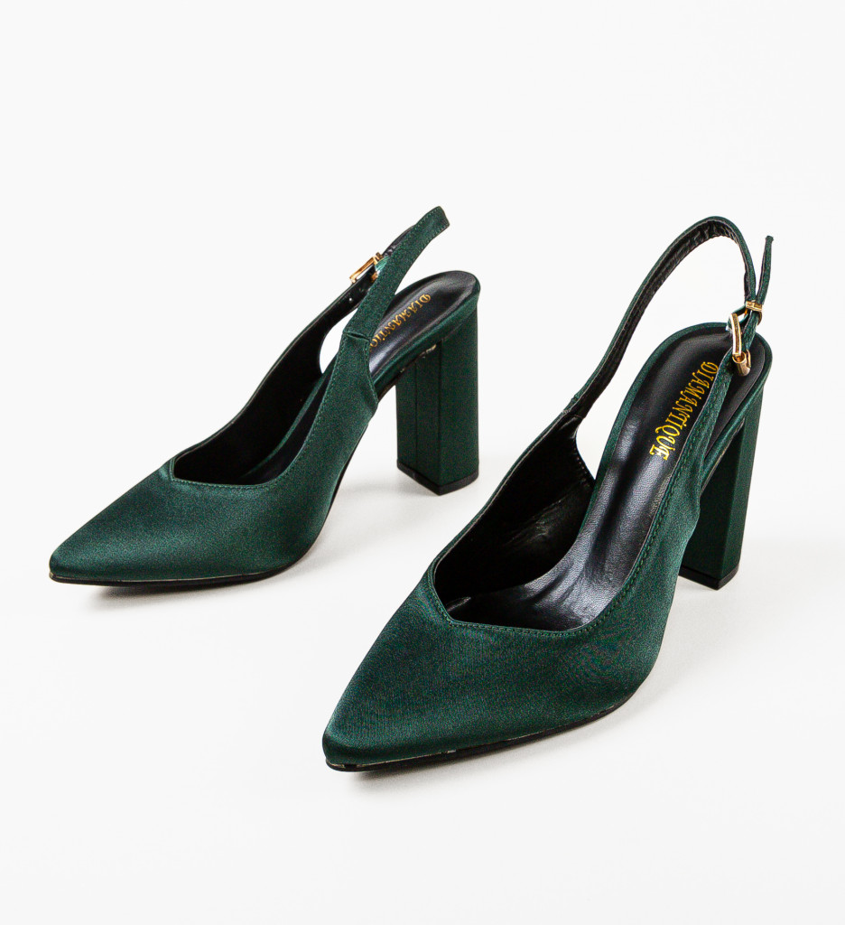 Pantofi Anhelina Verzi cu Toc Eleganți - imagine 10
