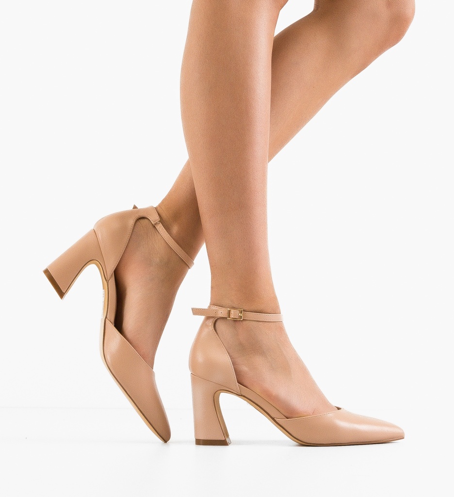 Pantofi cu toc Jeremy Bej - Eleganta si Stil