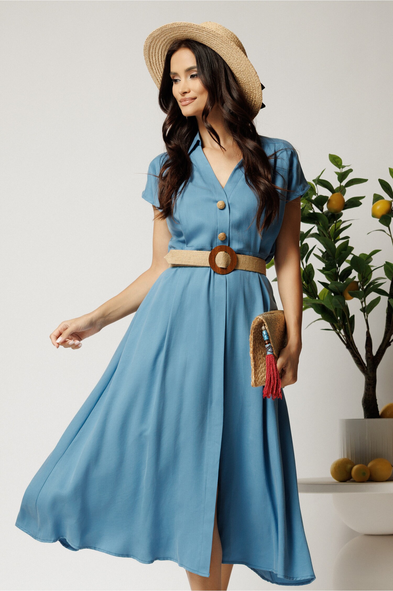 Rochie Midi Tencel Bleu - Eleganță și Confort