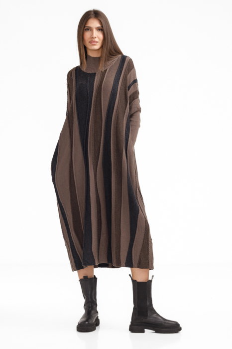 Rochie U see Oversize Tricotată Bej-Maro