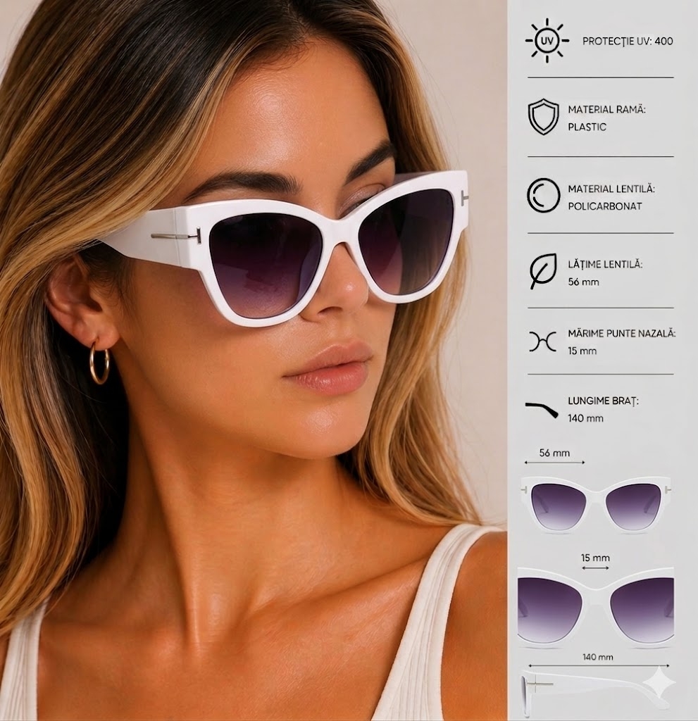 Ochelari Soare Femei Picadili SG098 Alb UV400 - imagine 3