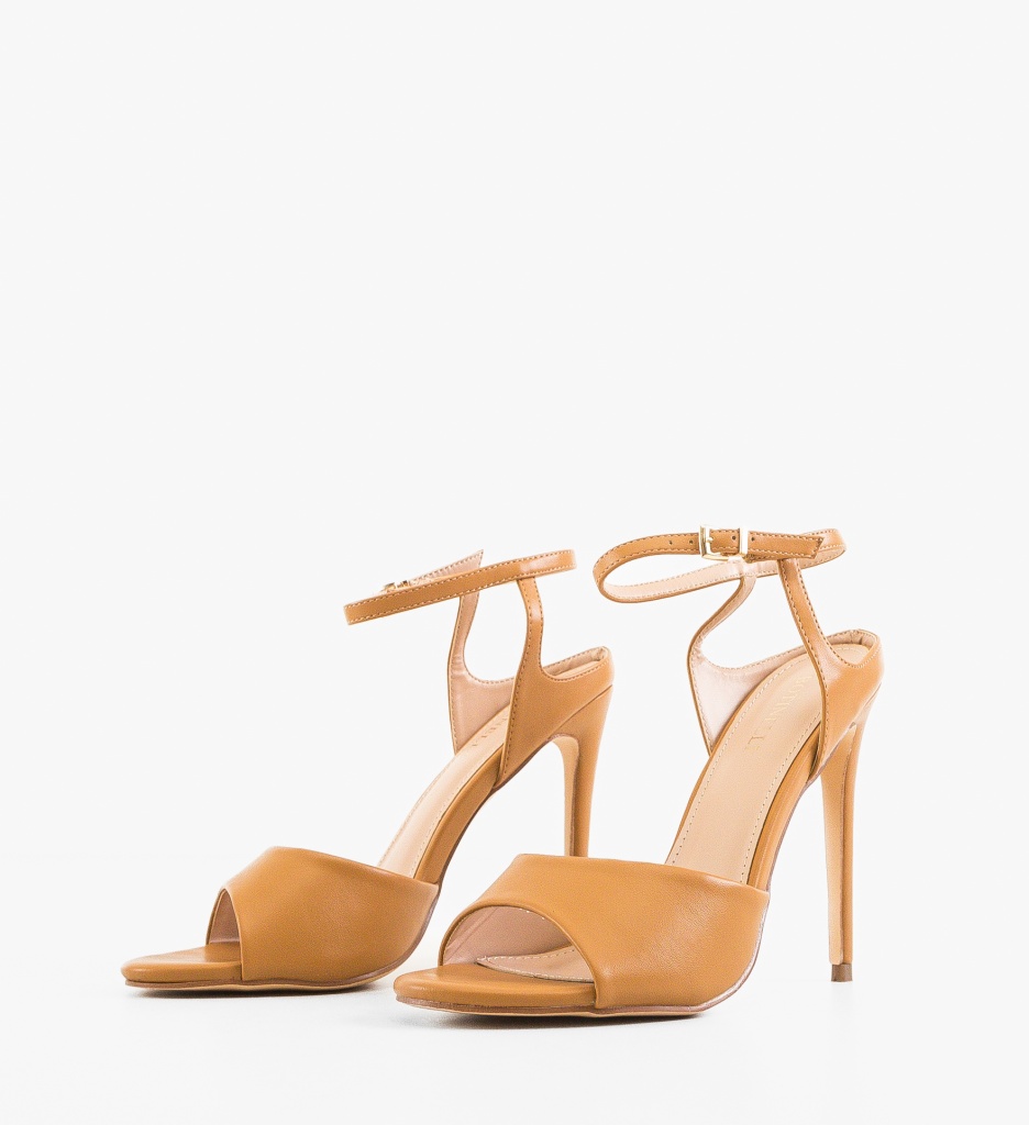 Sandale cu Toc Lannuz Camel | Eleganță și Stil - imagine 4