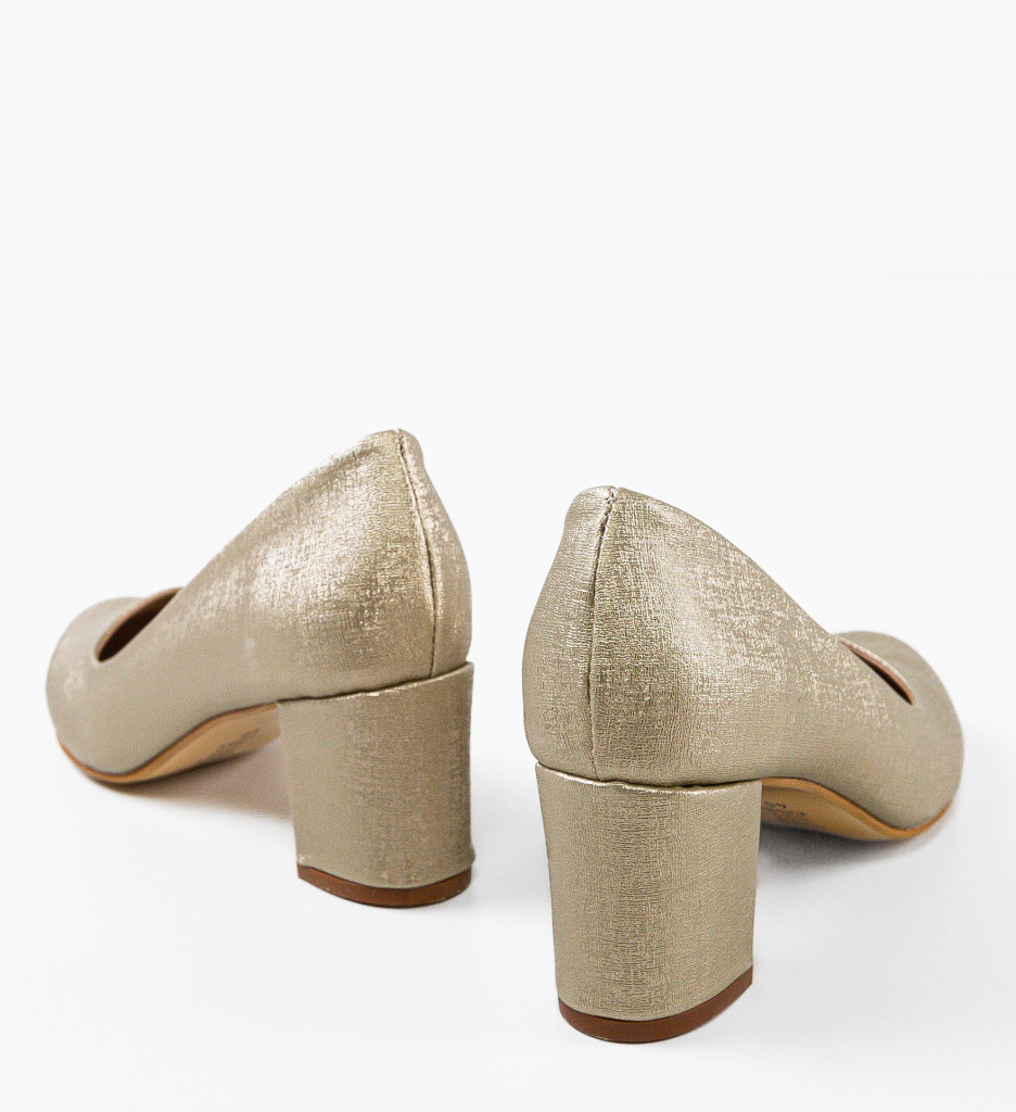 Pantofi Dama Azura Aurii cu Toc Elegant - imagine 7
