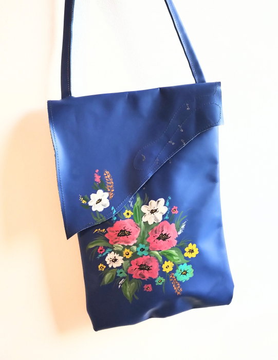 Geantă Piele Naturală Albastru Shopika