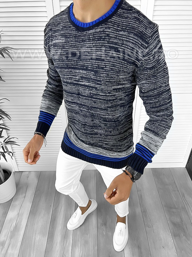 Pulover Barbati Slim Fit Bleumarin | Stil Modern