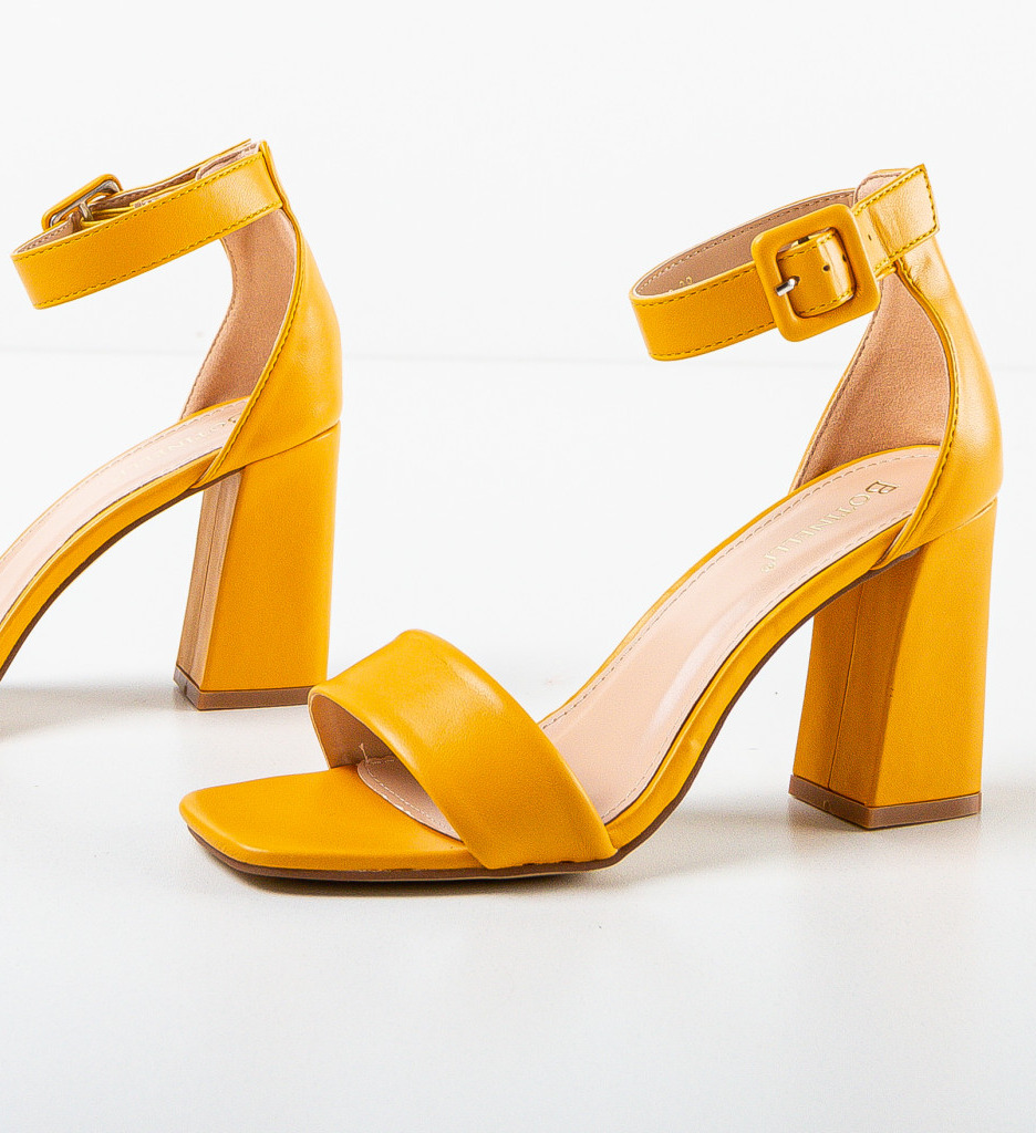 Sandale Gingero Galbene cu Toc Elegante - imagine 6