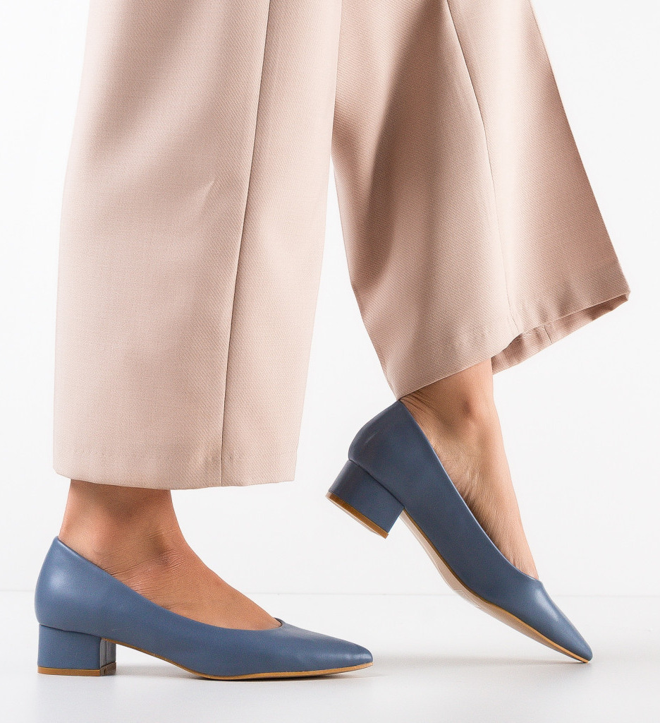 Pantofi Dama Rudd Albastri cu Toc Elegant - imagine 4