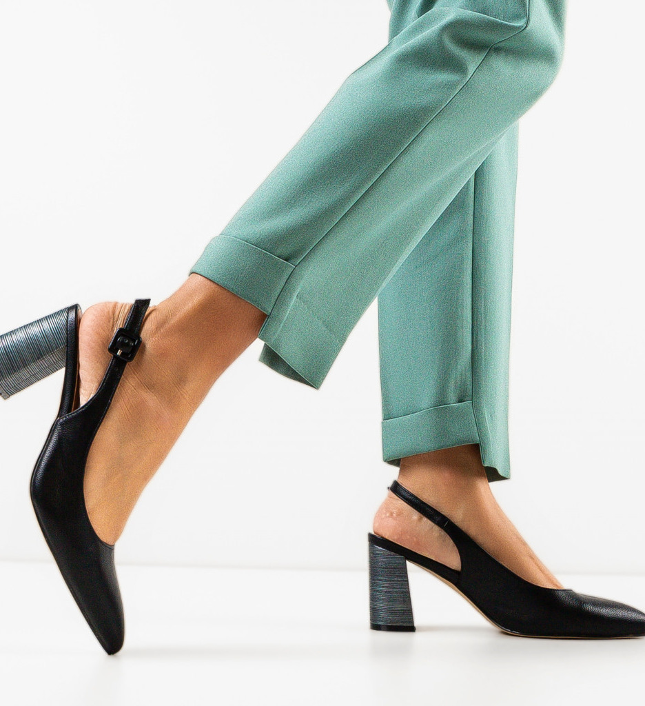 Pantofi cu Toc Soka Negri - Eleganță și Confort - imagine 3