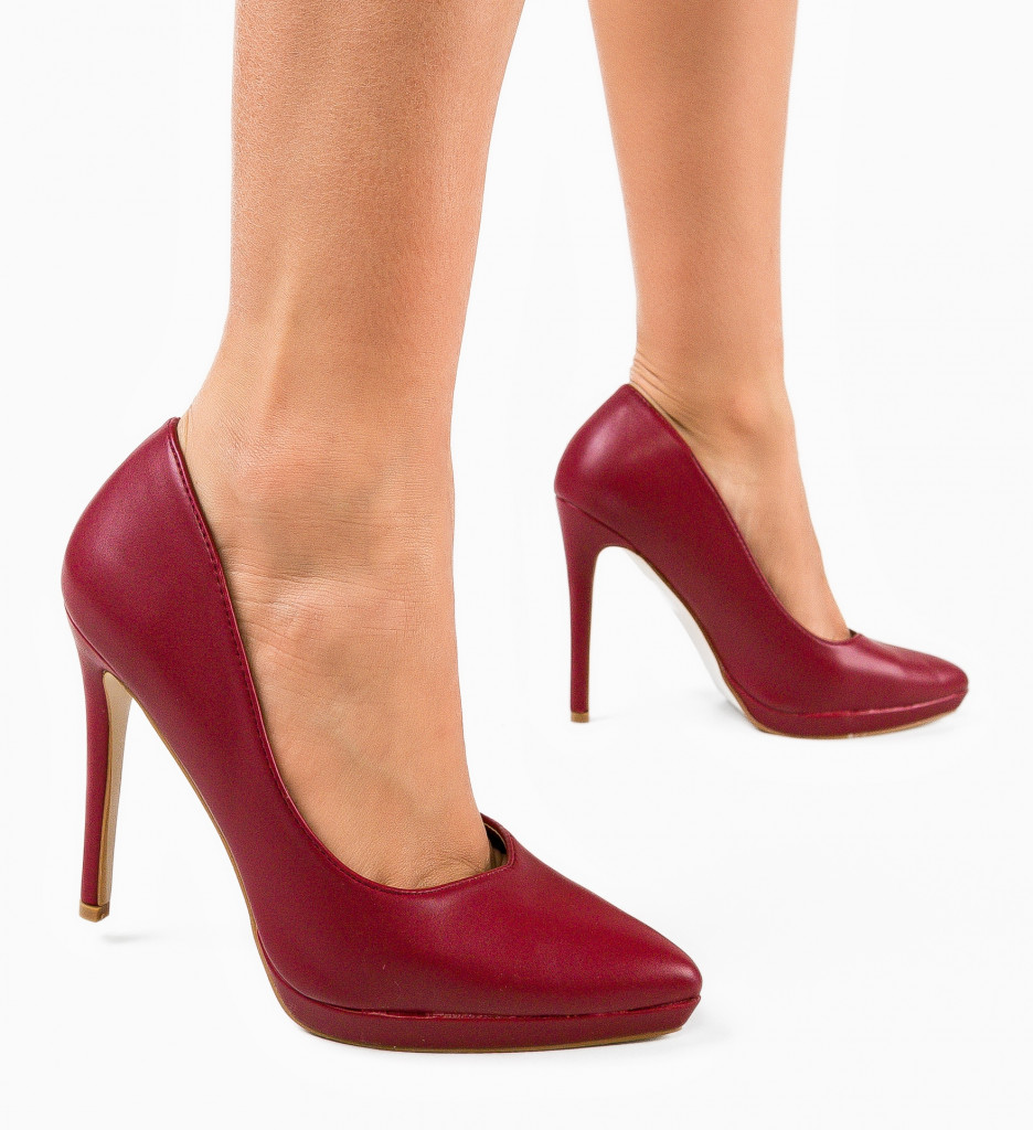 Pantofi Dama Grena cu Toc Eleganți