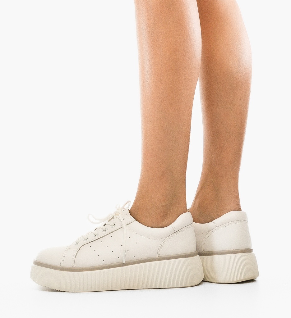 Sneakers Dama Jebry Albi | Stil Urban Confortabil - imagine 3