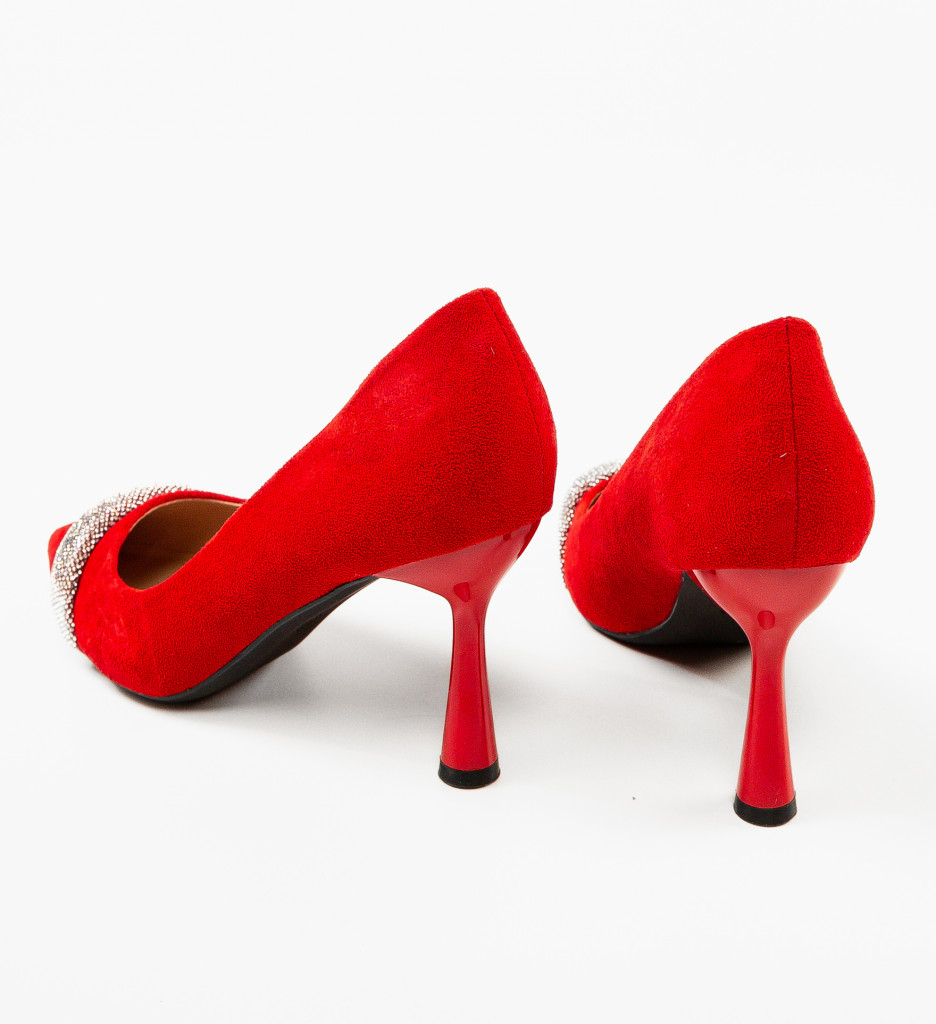 Pantofi Dama Kadar Rosii cu Toc Elegant - imagine 6