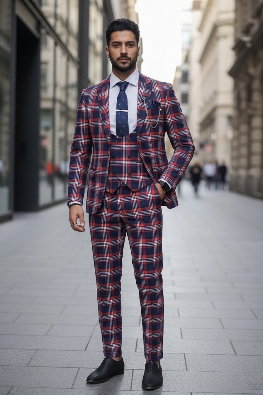 Costum Barbati Slim Fit cu Vesta - Elegant Office - imagine 2