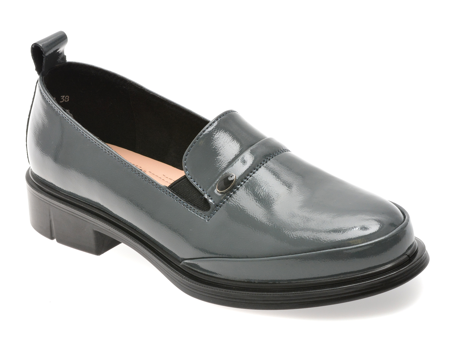Pantofi Flavia Passini Gri Piele Lacuita Casual