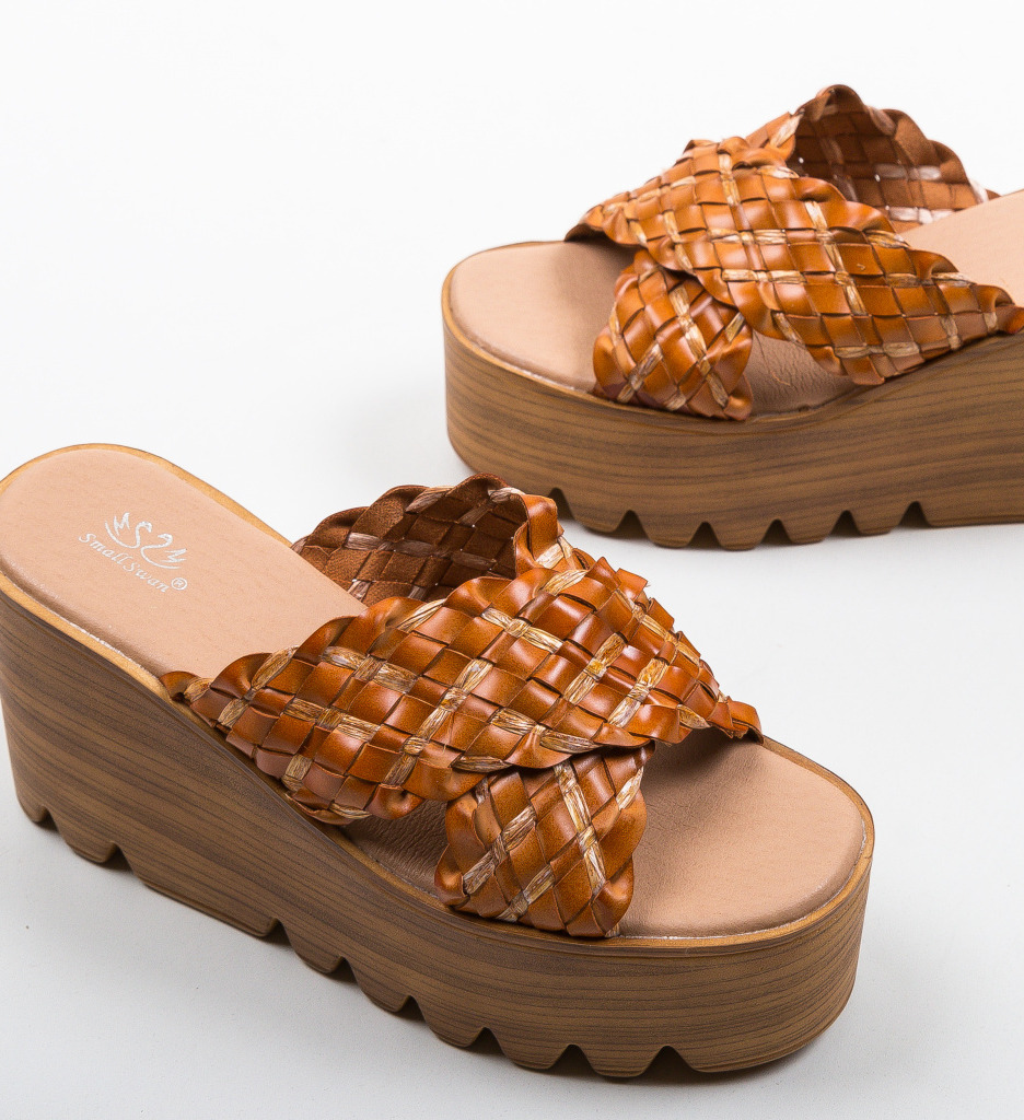 Sandale Platforme Ellie Camel Elegante - imagine 6