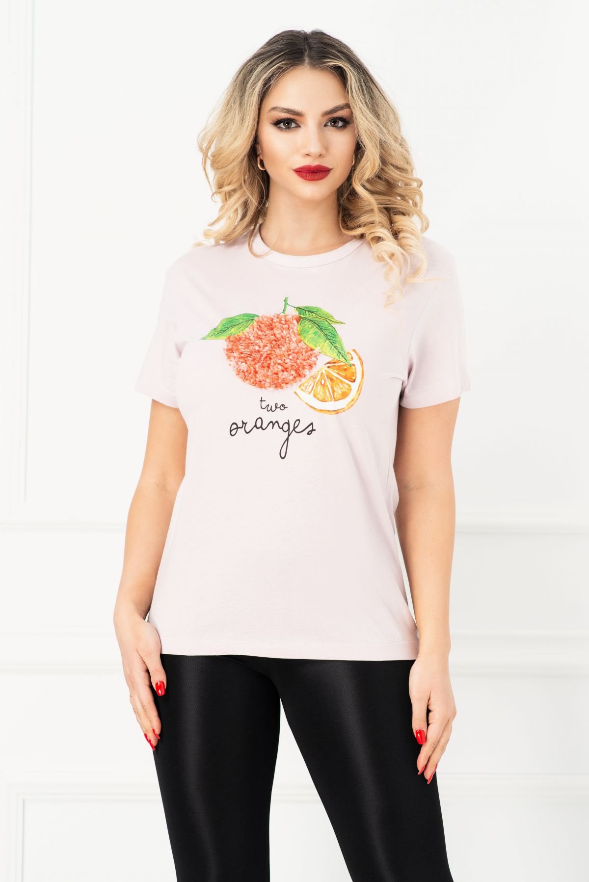 Tricou Two Oranges Lila cu Imprimeu 3D | InPuff