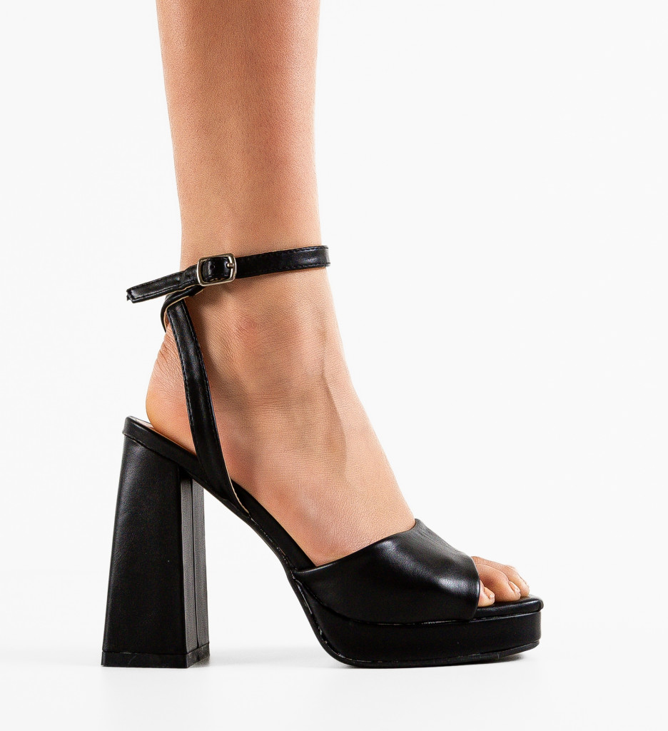Sandale cu Toc Johnna Negre | Eleganță și Stil - imagine 4
