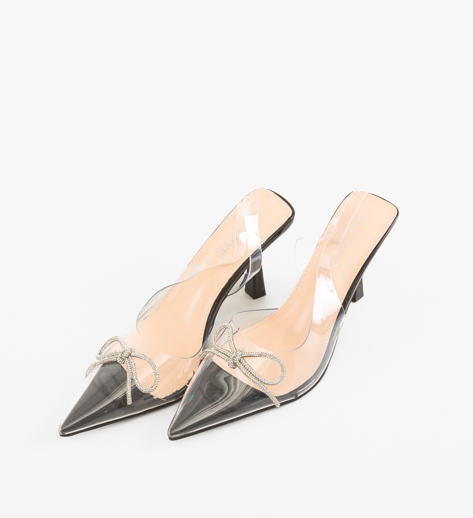 Pantofi Merly Negri Eleganți cu Toc - imagine 5