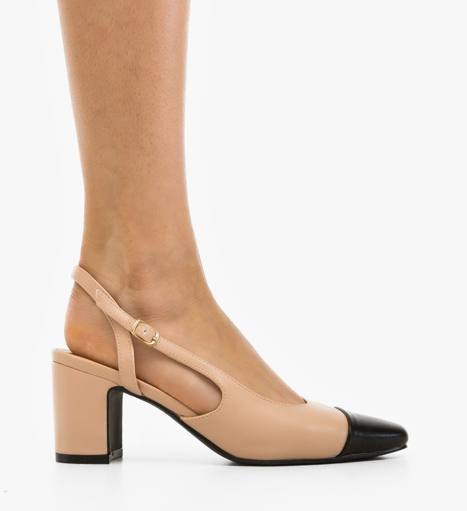 Pantofi dama Miles Nude eleganți cu toc - imagine 6