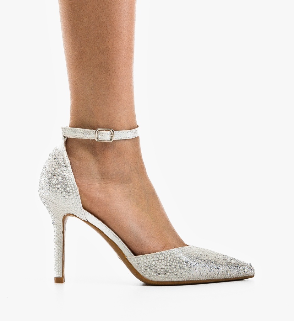 Pantofi dama Pillpe Argintii eleganți cu toc - imagine 4