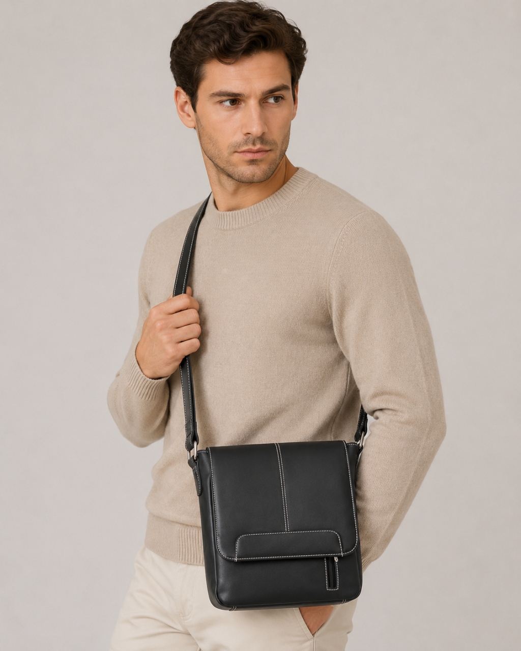 Geanta Unisex India Gabriele Piele Naturala - imagine 2