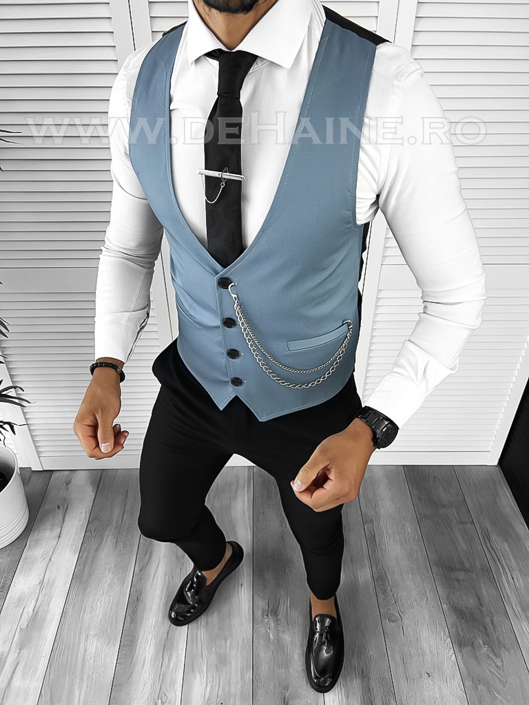 Vesta Albastra Slim Fit Barbati | Look Elegant