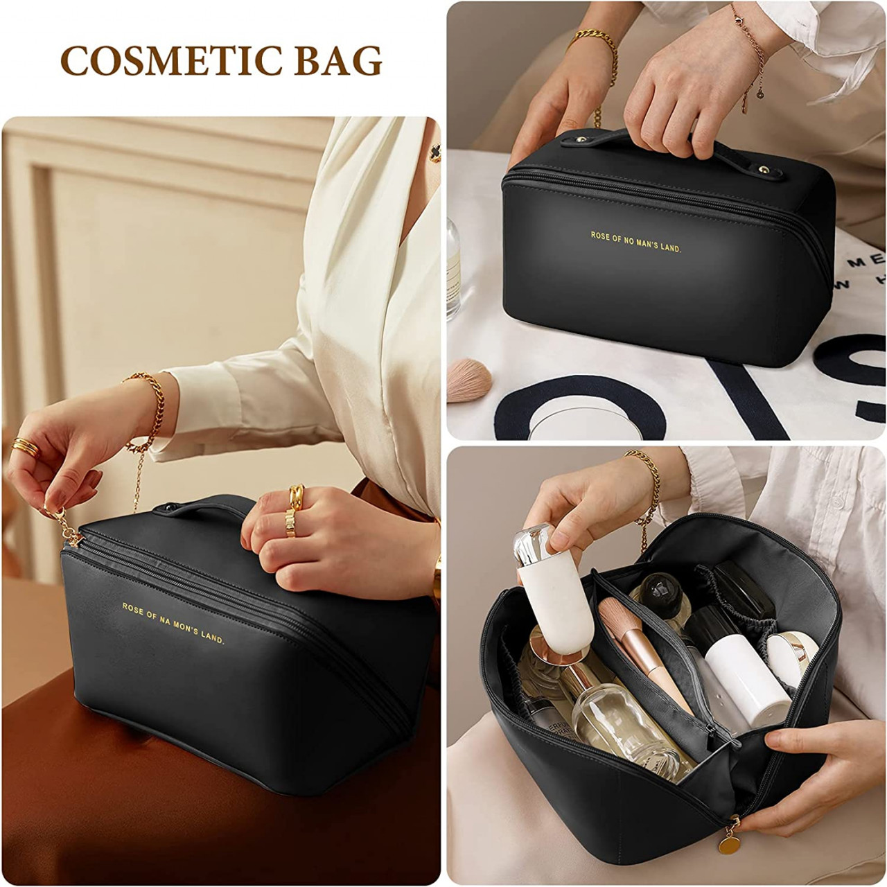 Geanta cosmetice Chabela Delis, neagra, impermeabila - imagine 5