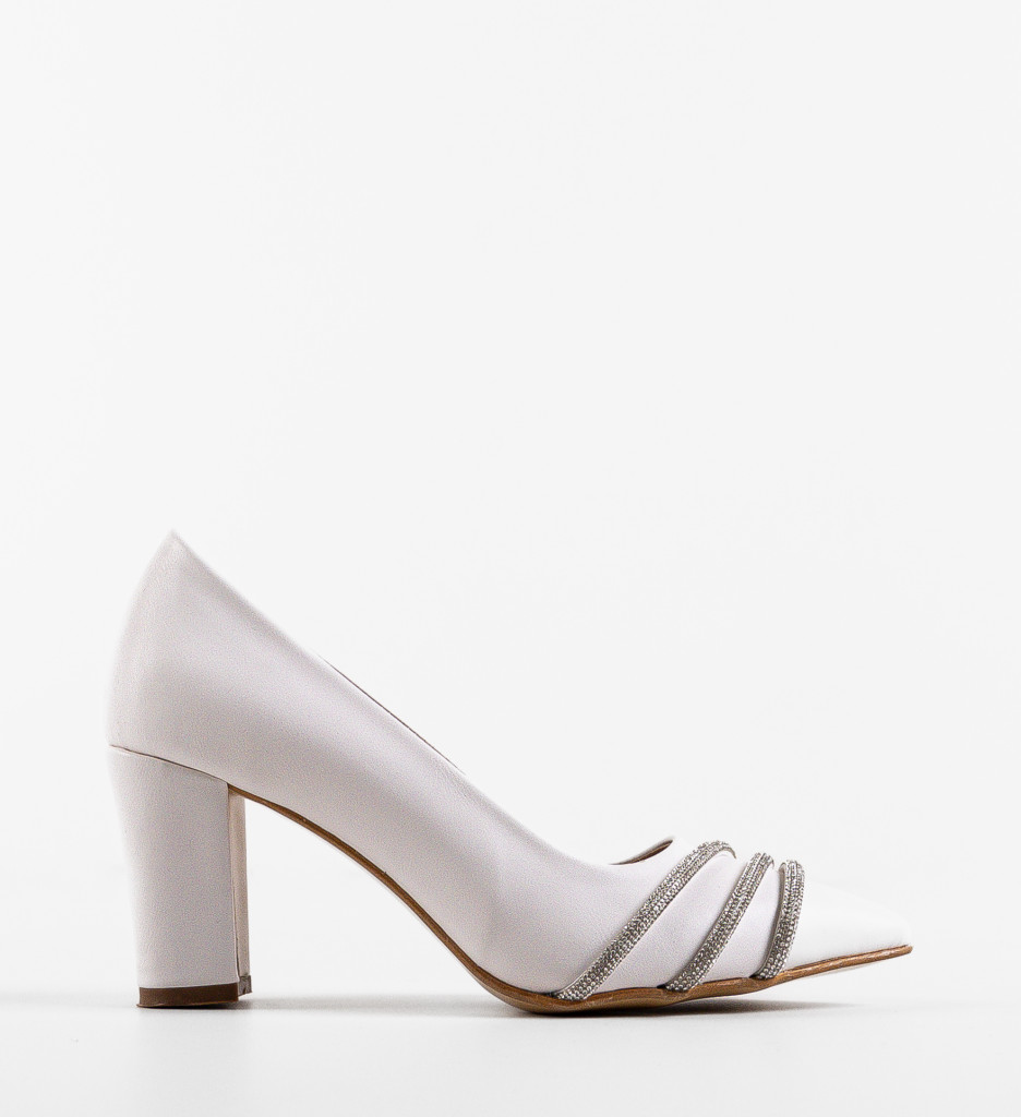 Pantofi Jusanya Albi Eleganți cu Toc - imagine 4