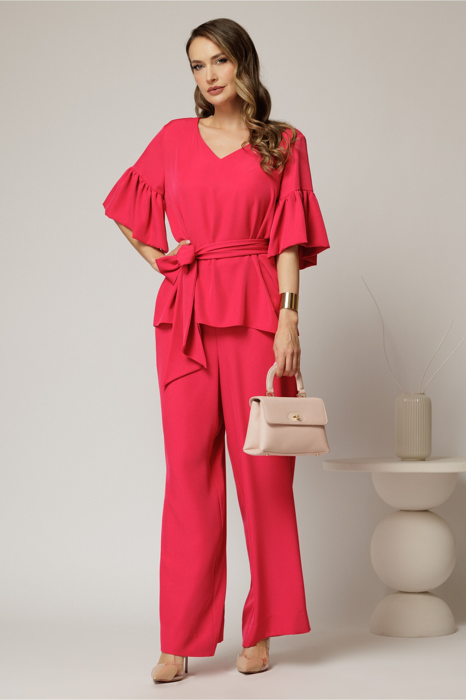 Compleu DY Fashion Fucsia Bluza și Pantalon Croi Lejer