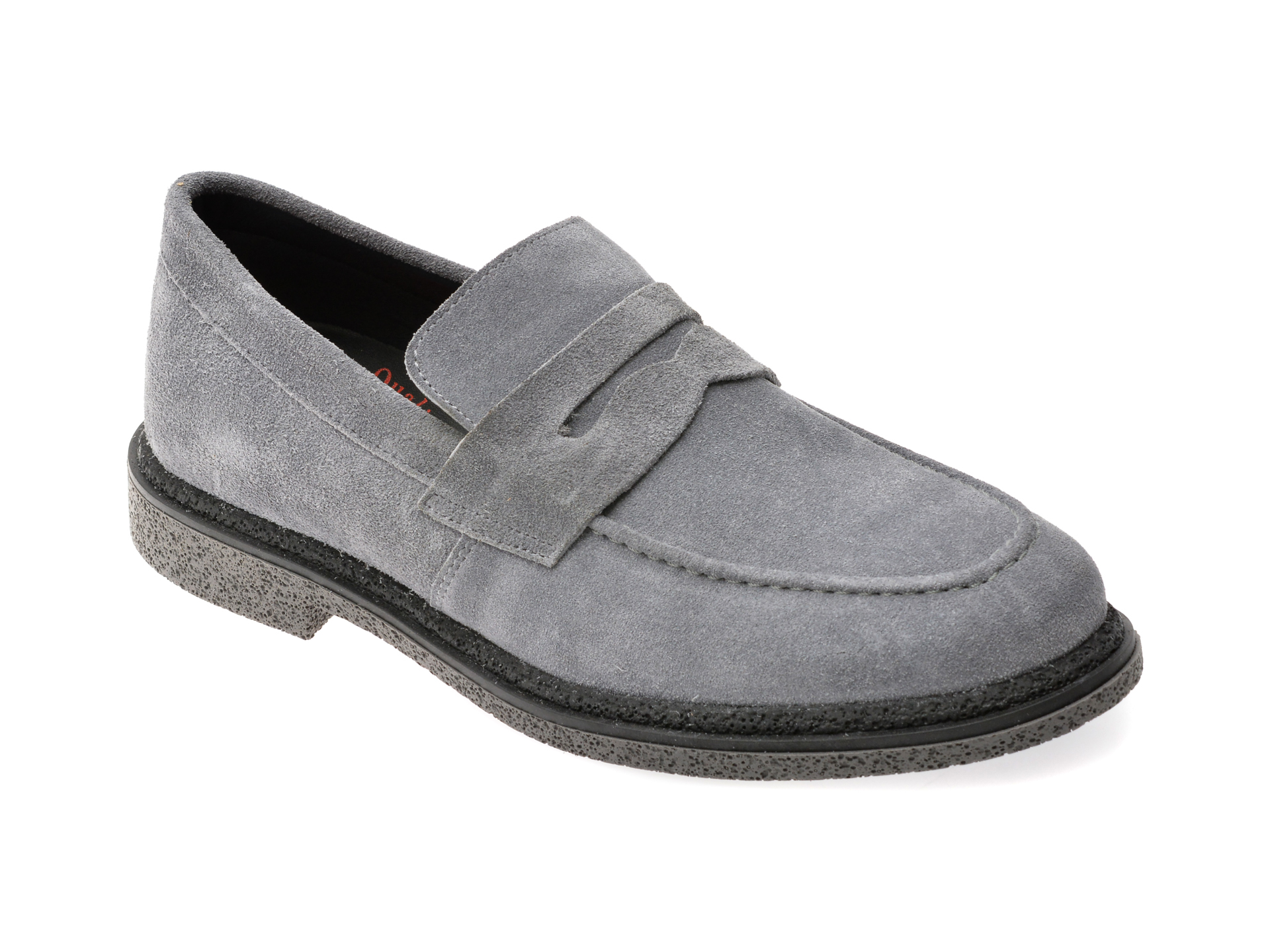 Mocasini OTTER gri din piele intoarsa