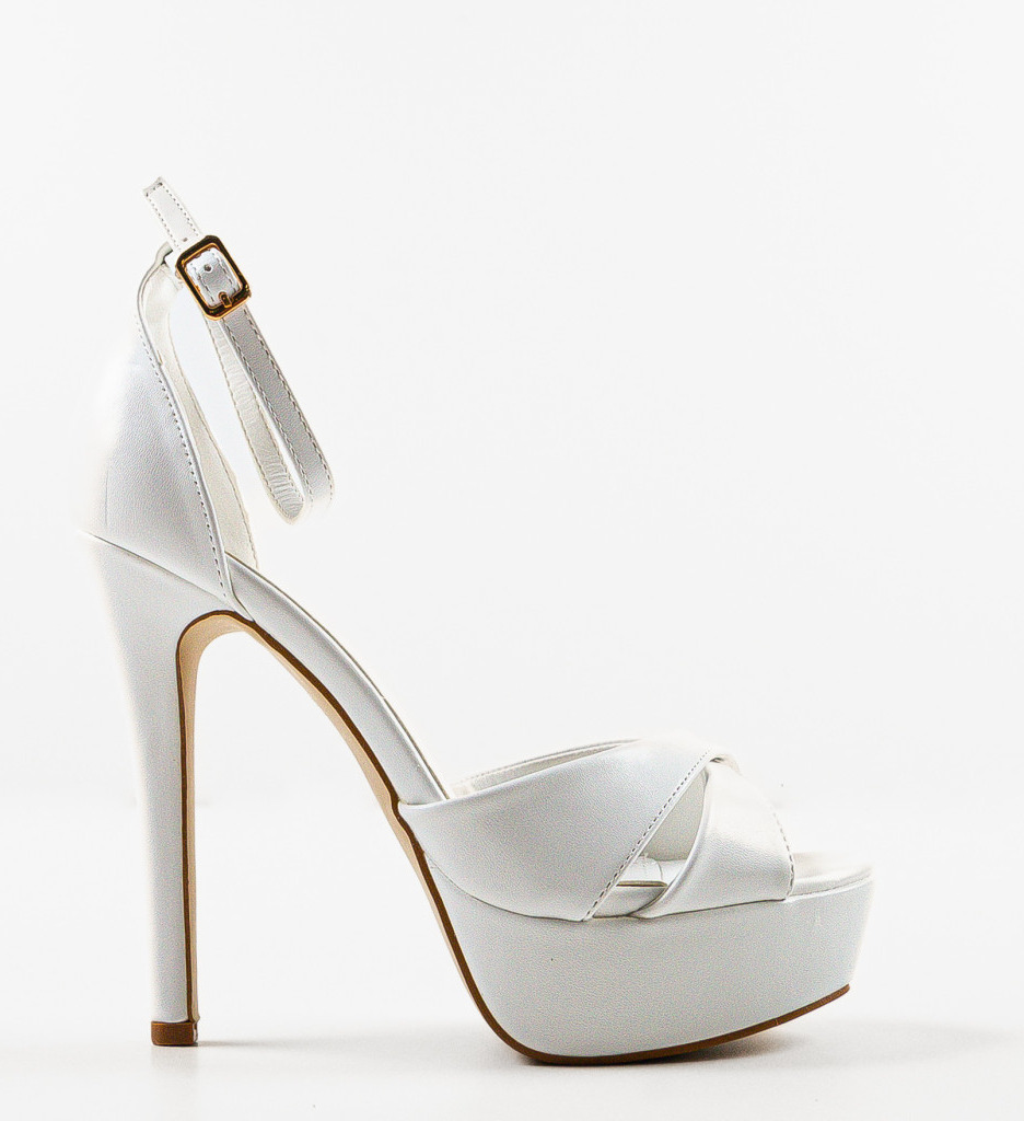 Sandale cu Toc Foja Albe - Eleganta si Stil - imagine 4