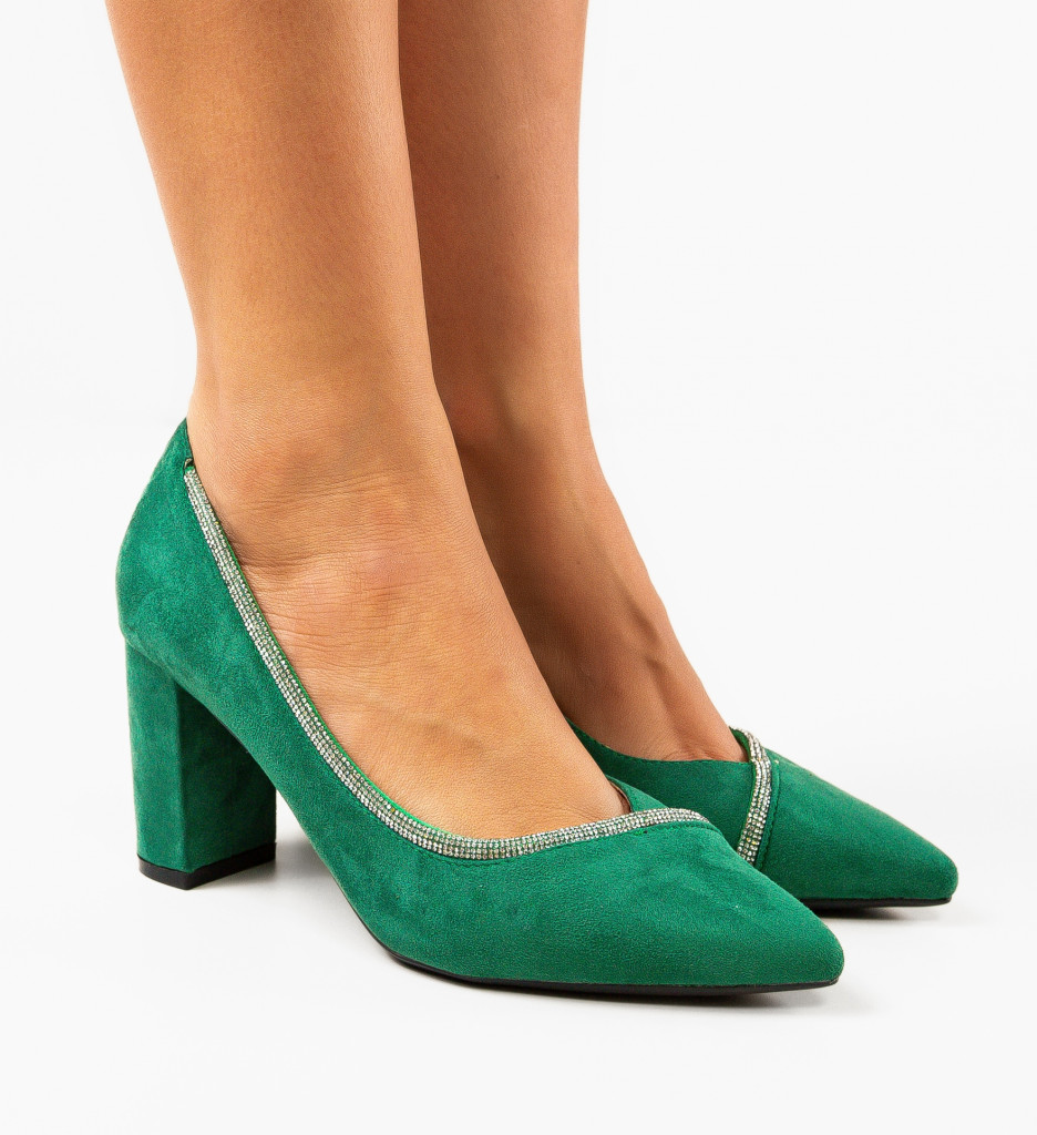 Pantofi Bavalka Verzi cu Toc Elegant