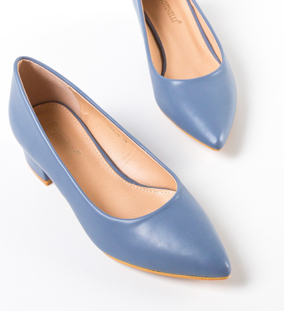 Pantofi Dama Rudd Albastri cu Toc Elegant - imagine 6