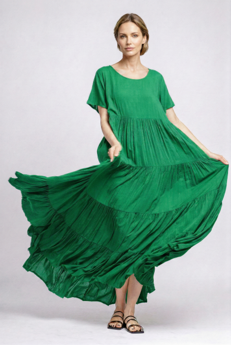 Rochie Verde Volane Shopika | Elegantă și Comodă - imagine 2