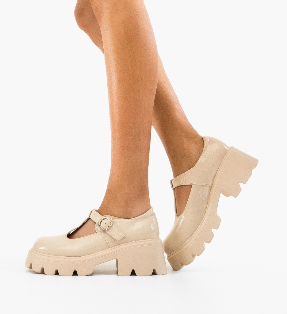 Pantofi Casual Dama Fabox Bej - Confort Stilat - imagine 2