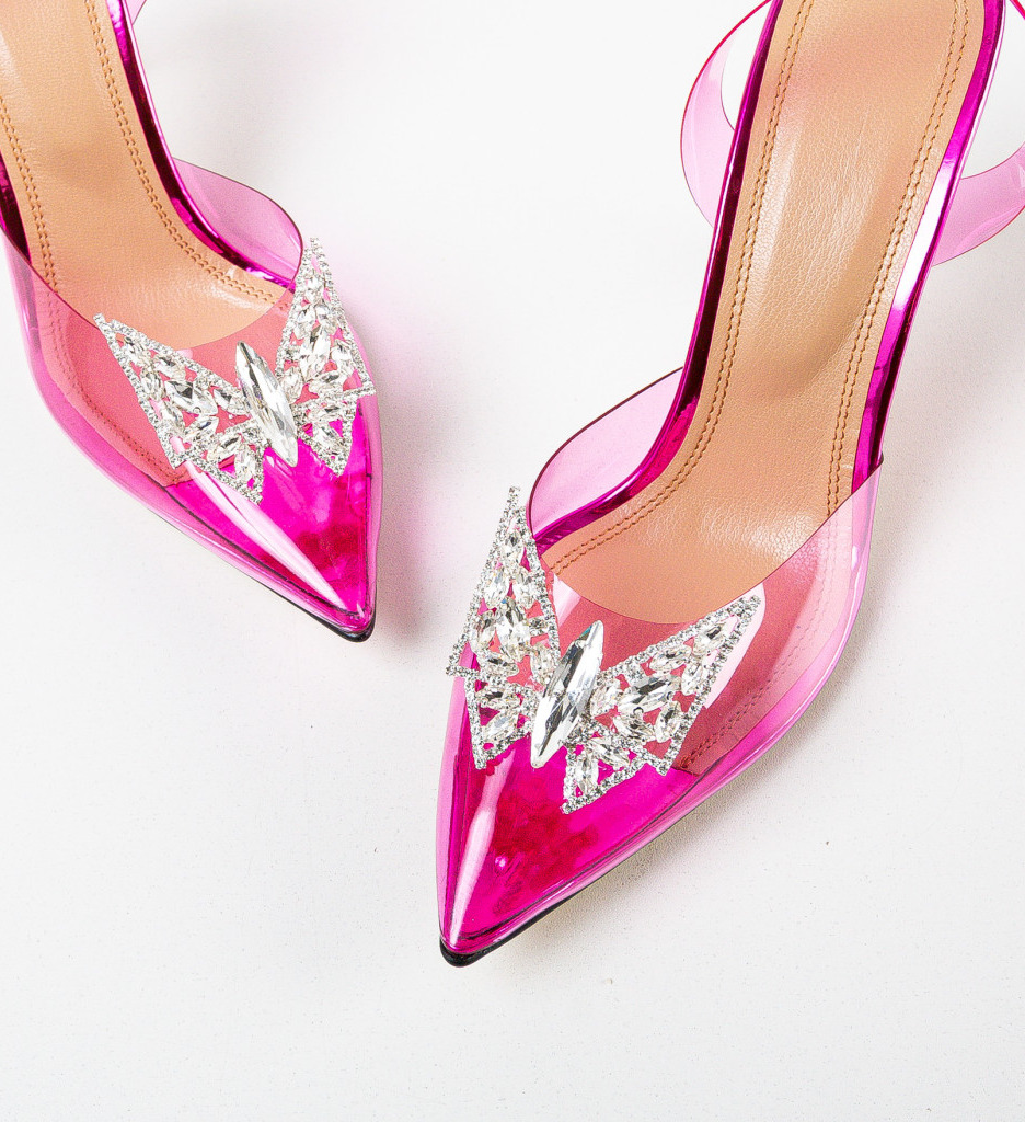 Pantofi dama Fazan Fuchsia cu toc elegant - imagine 6