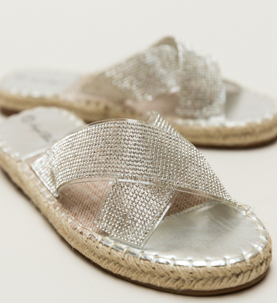 Papuci Baxter Argintii | Sandale Confort - imagine 5