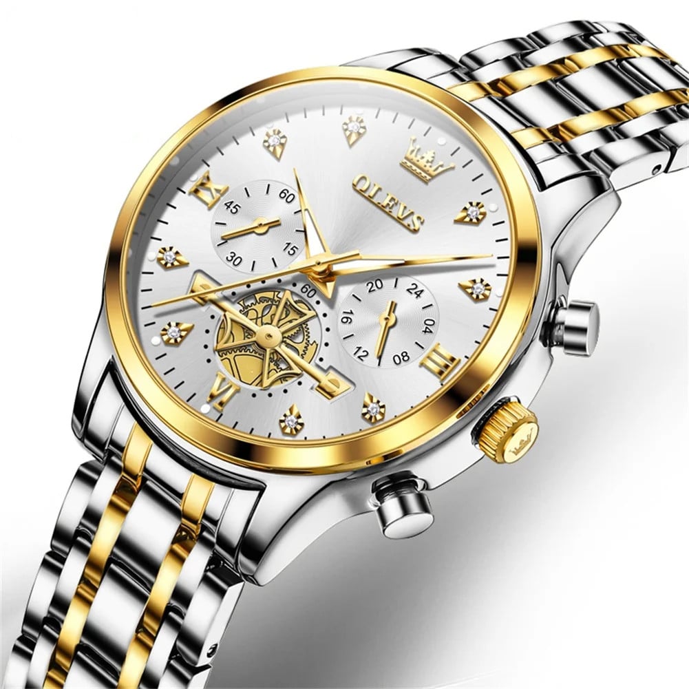 Ceas Olevs CS1603 Damă Eleganț Argintiu-Auriu