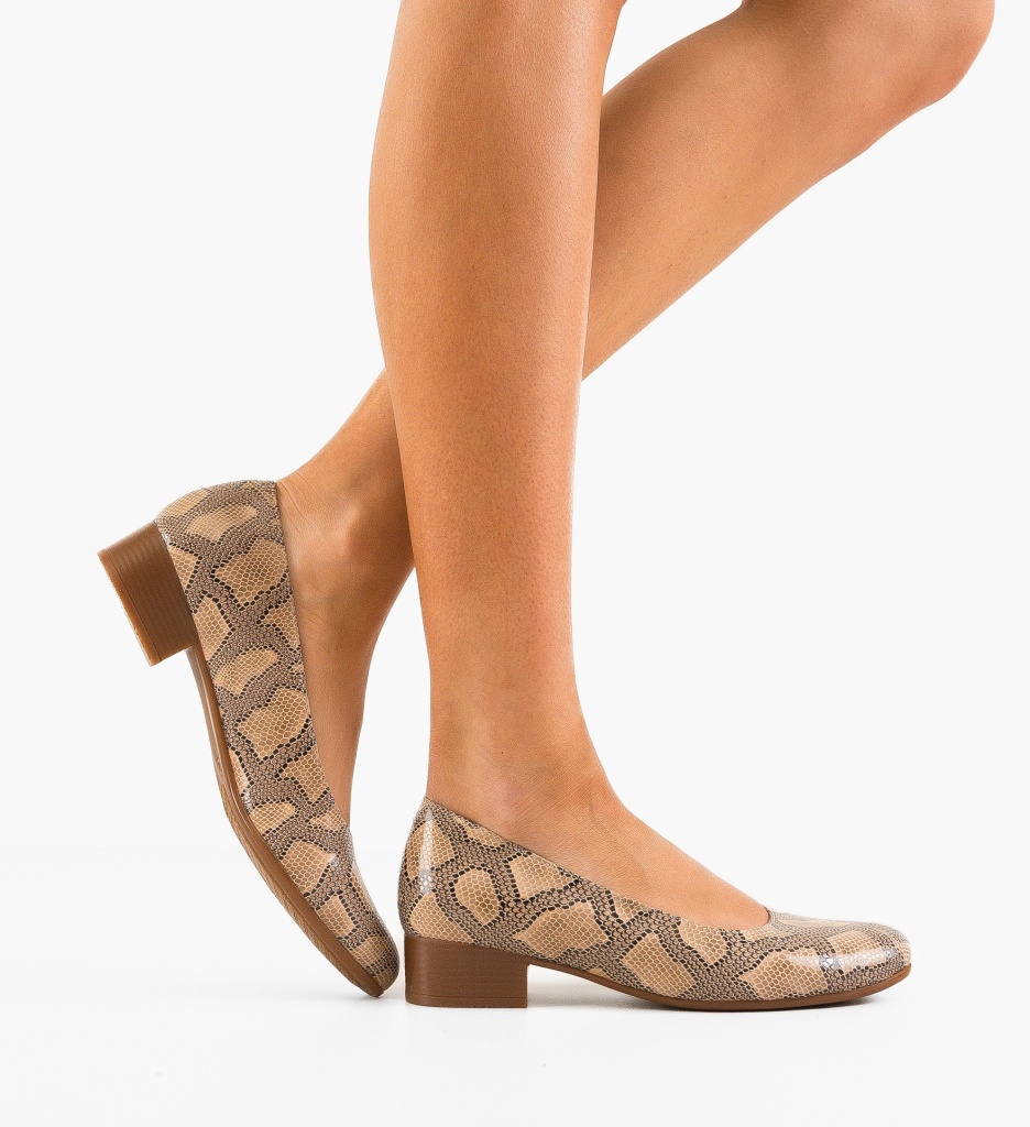 Pantofi dama Vegge Print cu toc elegant - imagine 3