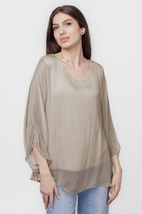 Bluză Matase Shopika cu Mânecă Clopot - Elegantă și Confortabilă
