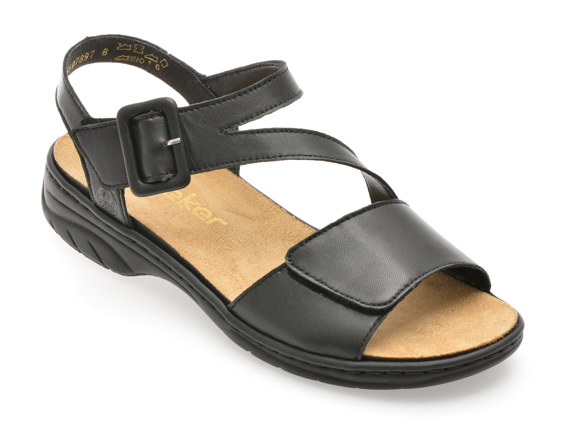 Sandale Rieker Negre Piele Naturală Confort