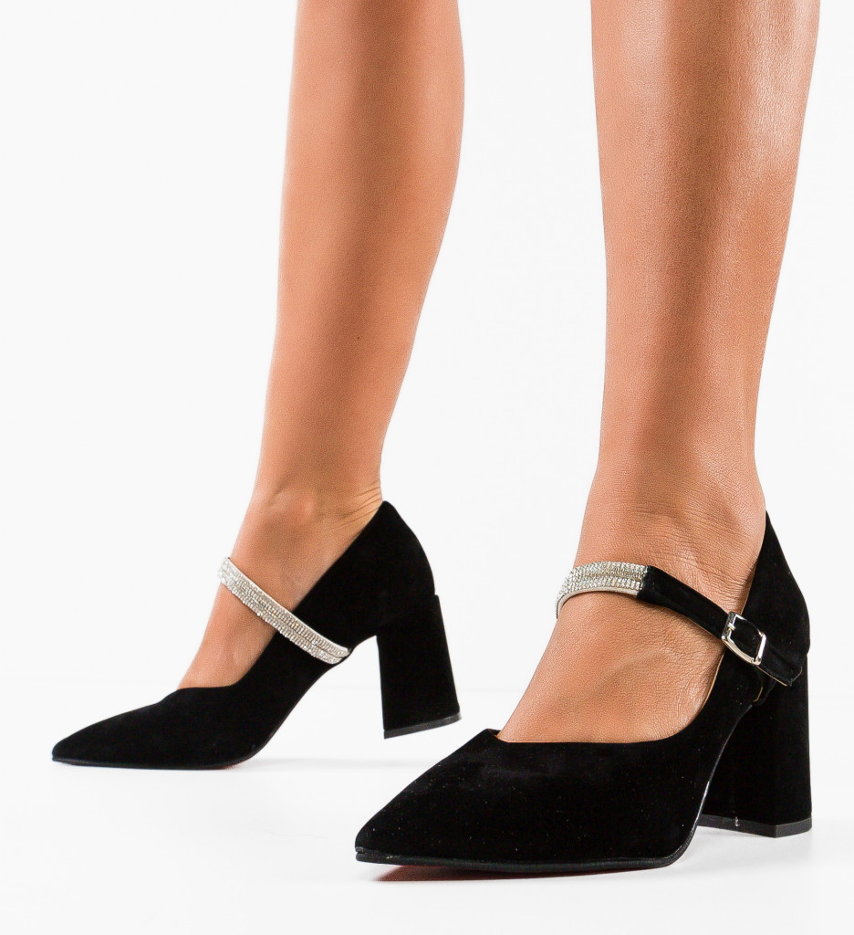 Pantofi Gernyb Negri cu Toc Eleganți - imagine 2
