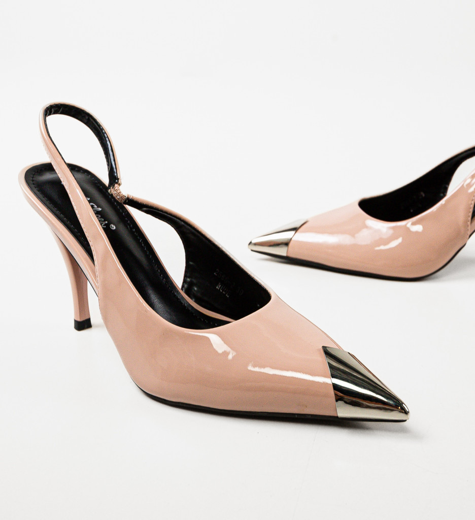 Pantofi Dama Yannick Nude cu Toc Elegant - imagine 5