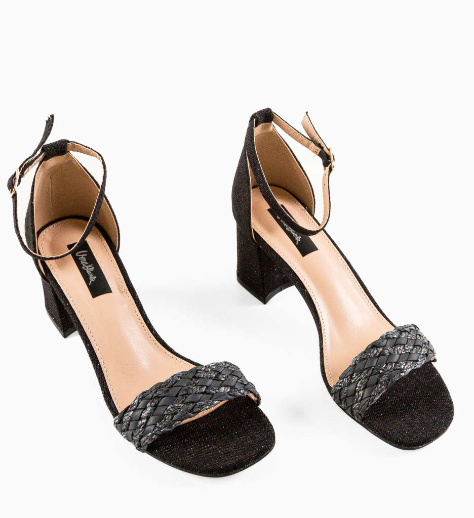 Sandale Farai Negre cu Toc Elegante - imagine 6