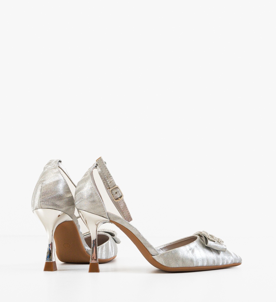 Pantofi Stueck Argintii Eleganți cu Toc Înalt - imagine 3