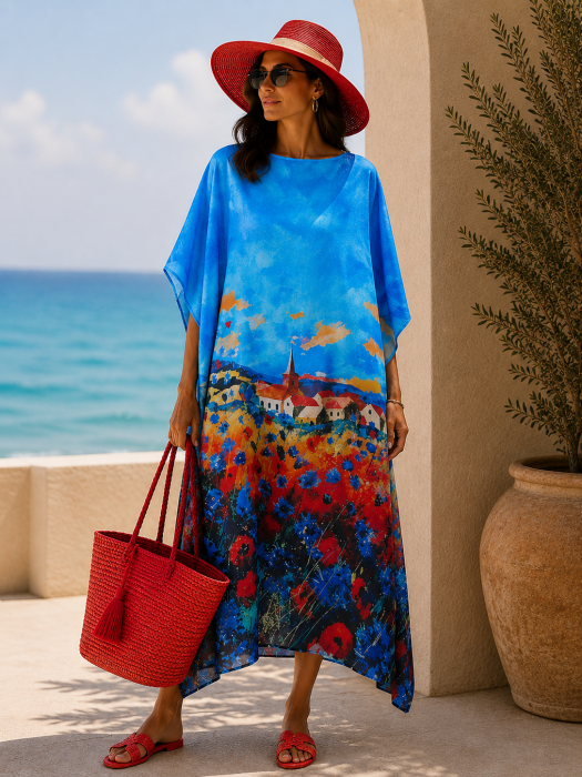 Rochie Poncho Matase Maci Shopika - Eleganta Vară - imagine 2